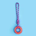 Blue bite resistant rope dog toy with interlocking knot design for teething puppies