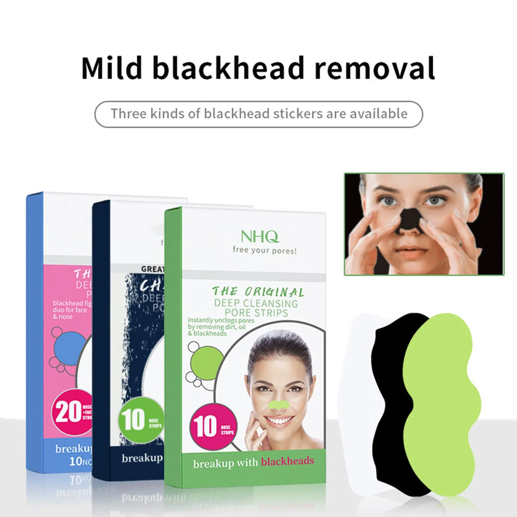 Black and green strawberry pore acne cleanser nose strips 70g unisex T-zone care box