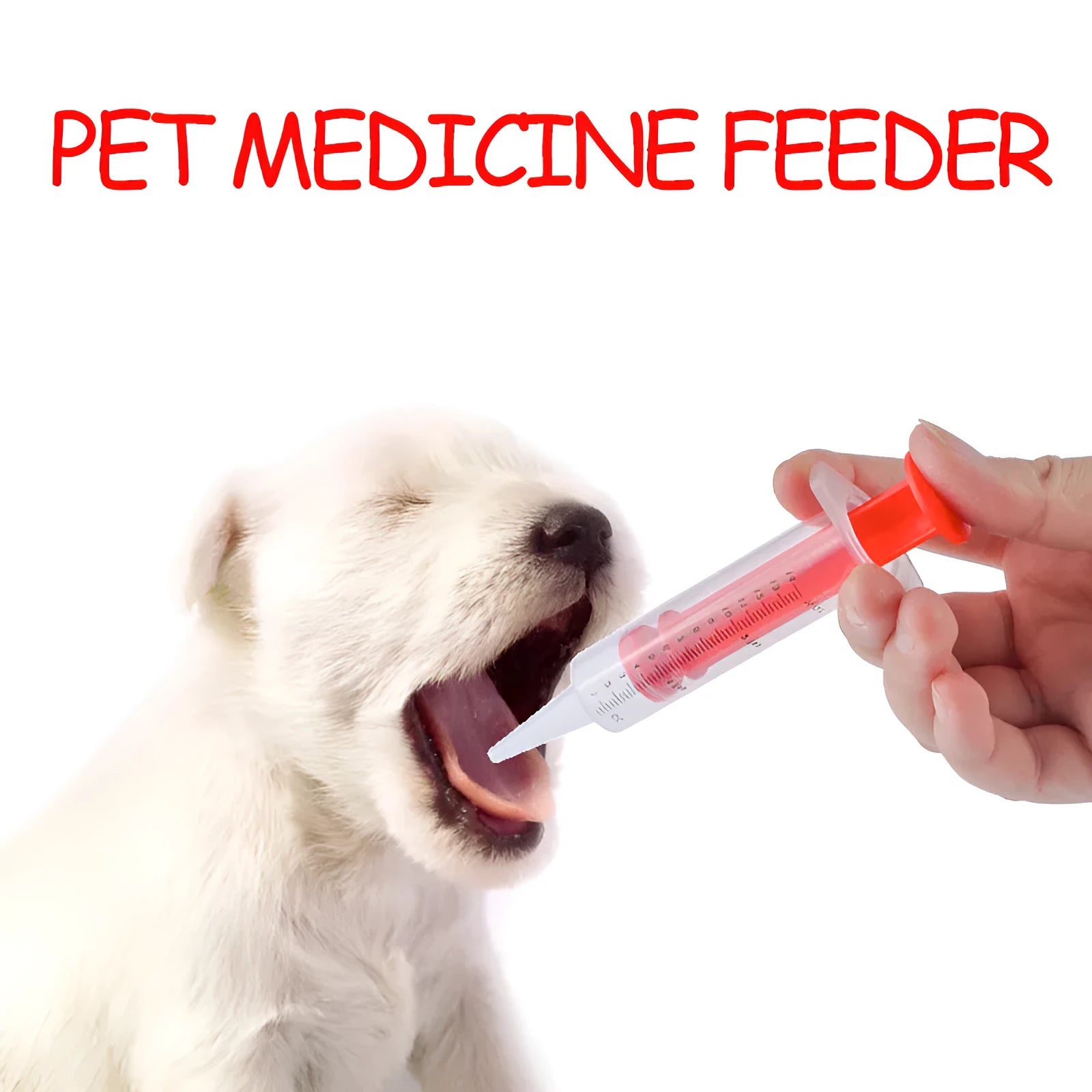 Two silicone-tipped pet pill shooters in different sizes on a white background.