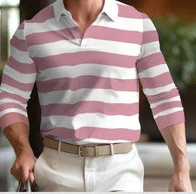 Men's designer button long sleeve retro loose top in polyester blend, multiple colours, sizes S-6XL