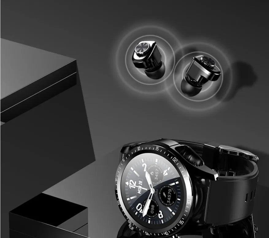 Black smart watch with silicone strap showing blood pressure and oxygen monitoring on its screen.