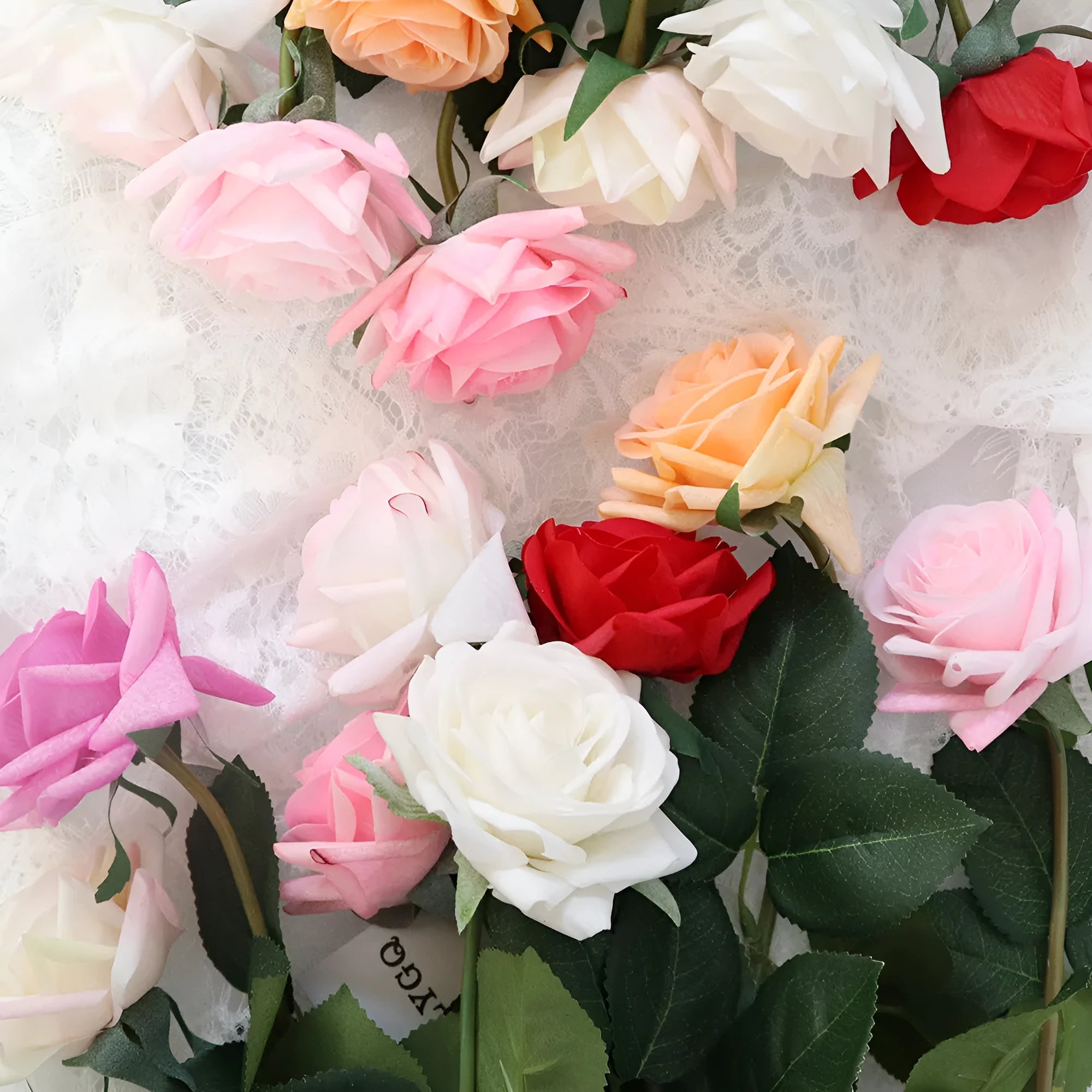 Artificial silk flower bouquet measuring approximately 42cm long with 8.5cm flower heads in multiple colour options