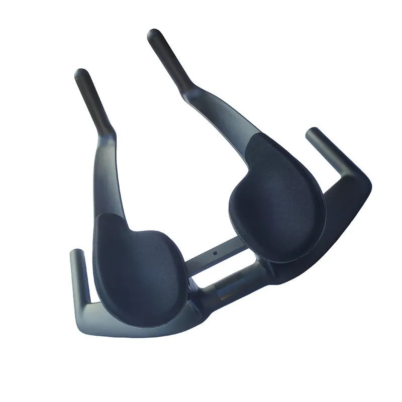 Carbon fibre long distance TT handlebar for road bike, 31.8mm calibre, black matt finish, with visible TT extension bars