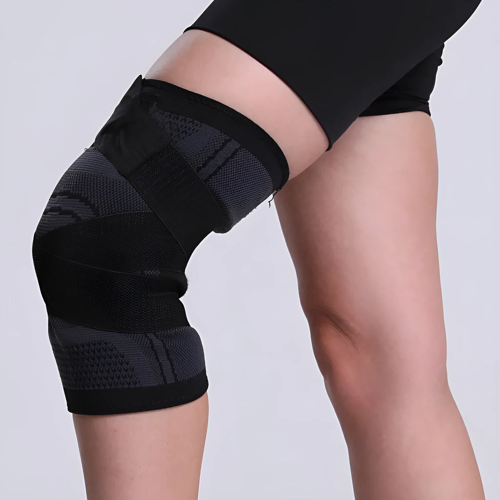 Red nylon knitted riding knee pad for cycling sports protection, size S