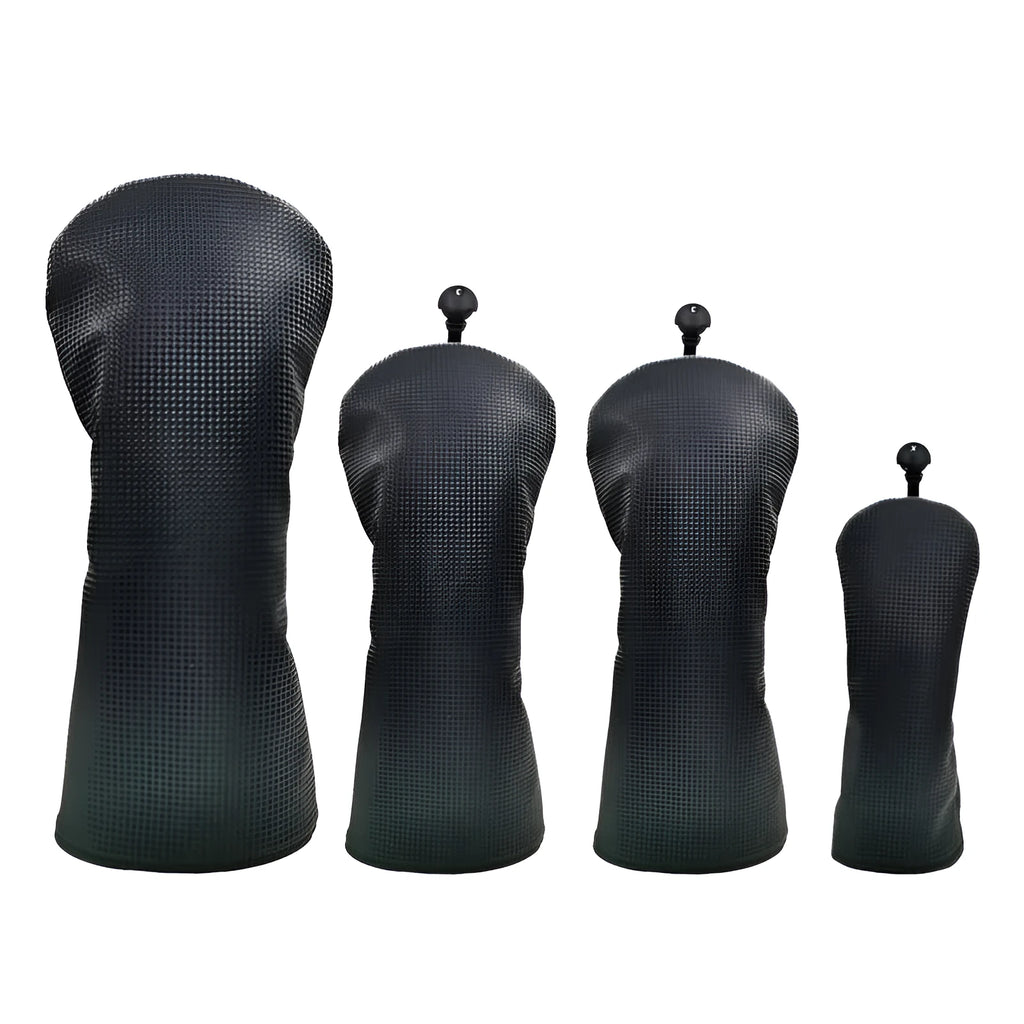 Black golf club cover for No.1 wood, fairway wood, or iron wood club head protective sleeve
