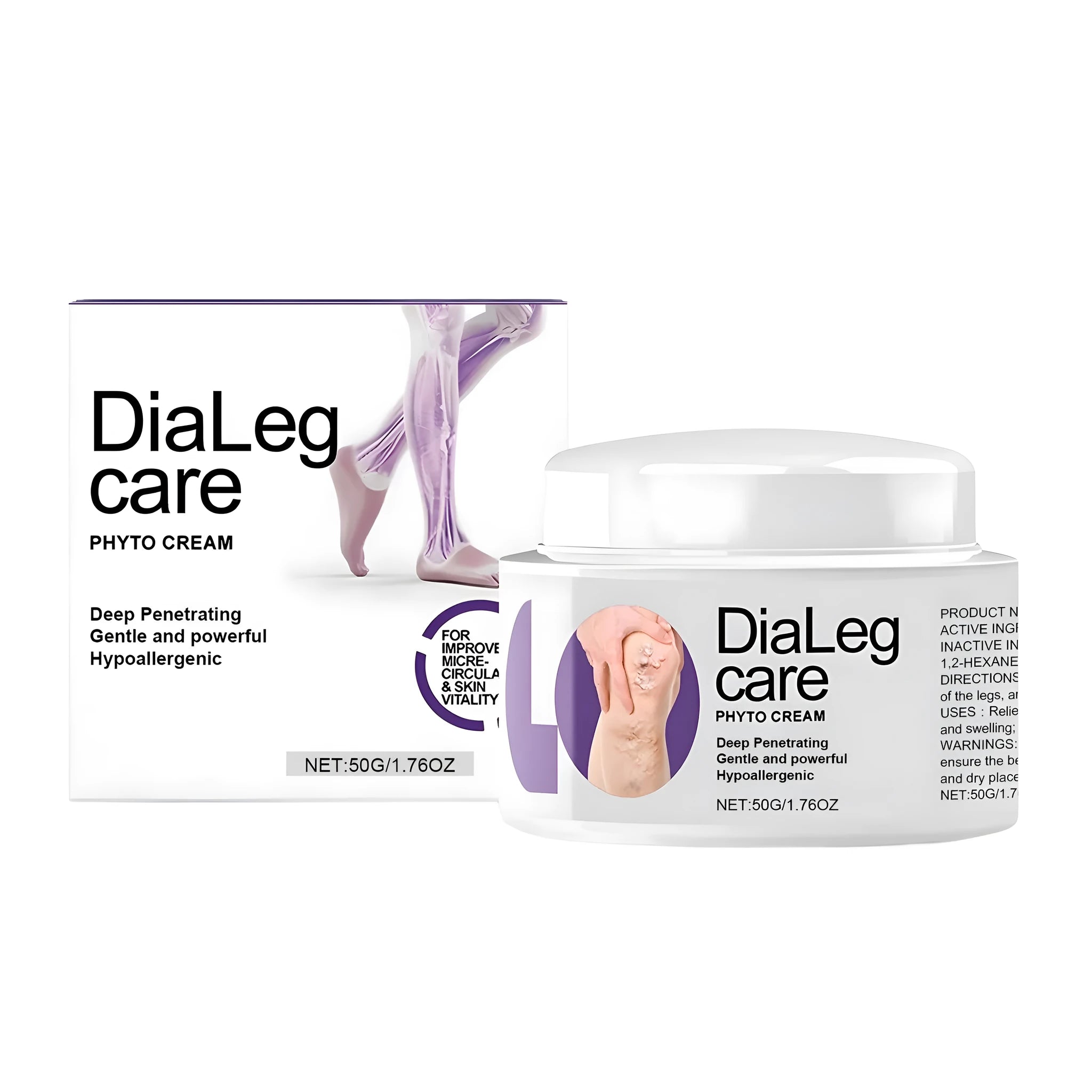 50g tube of varicose vein cream with mint leaves and shea butter ingredients