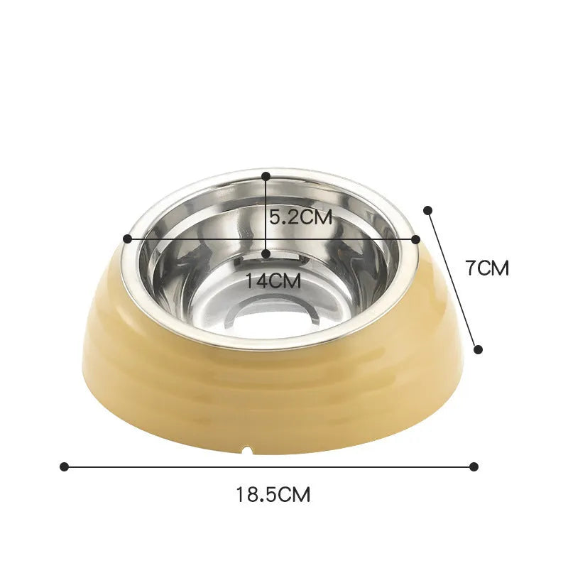 Stainless steel cat bowl in light green, beige, or brown colour options