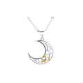 Sun and moon couple necklace set with electroplated copper pendants and cross chain