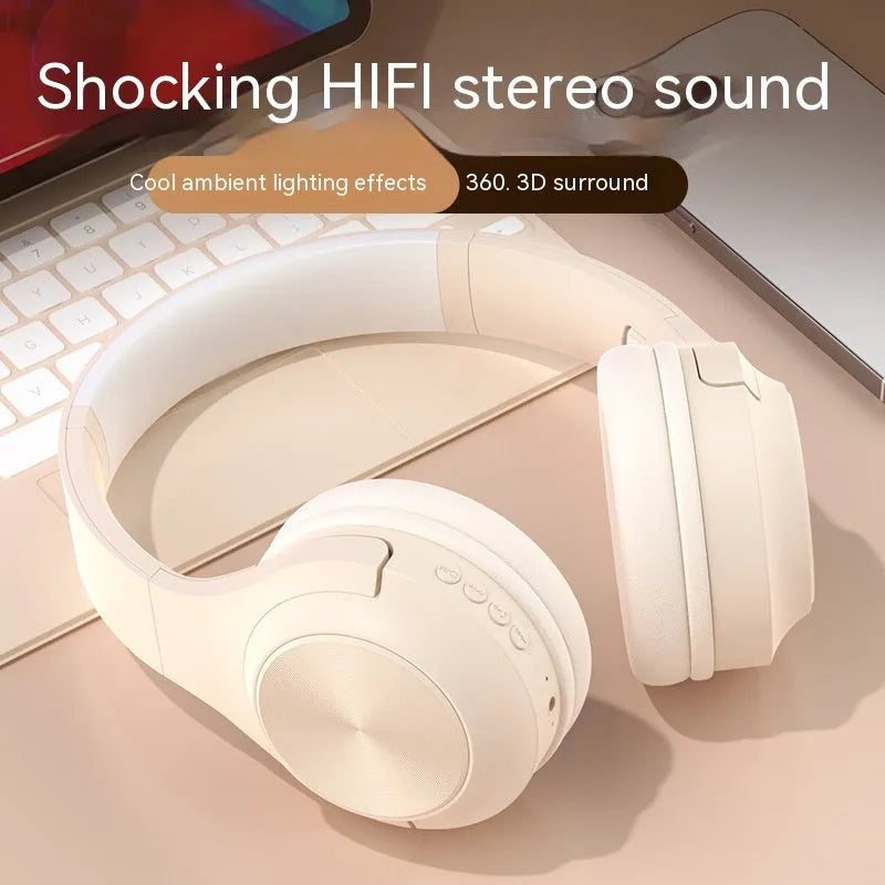 Wireless Bluetooth headset in ivory white, chalk black or youth green with head-mounted design