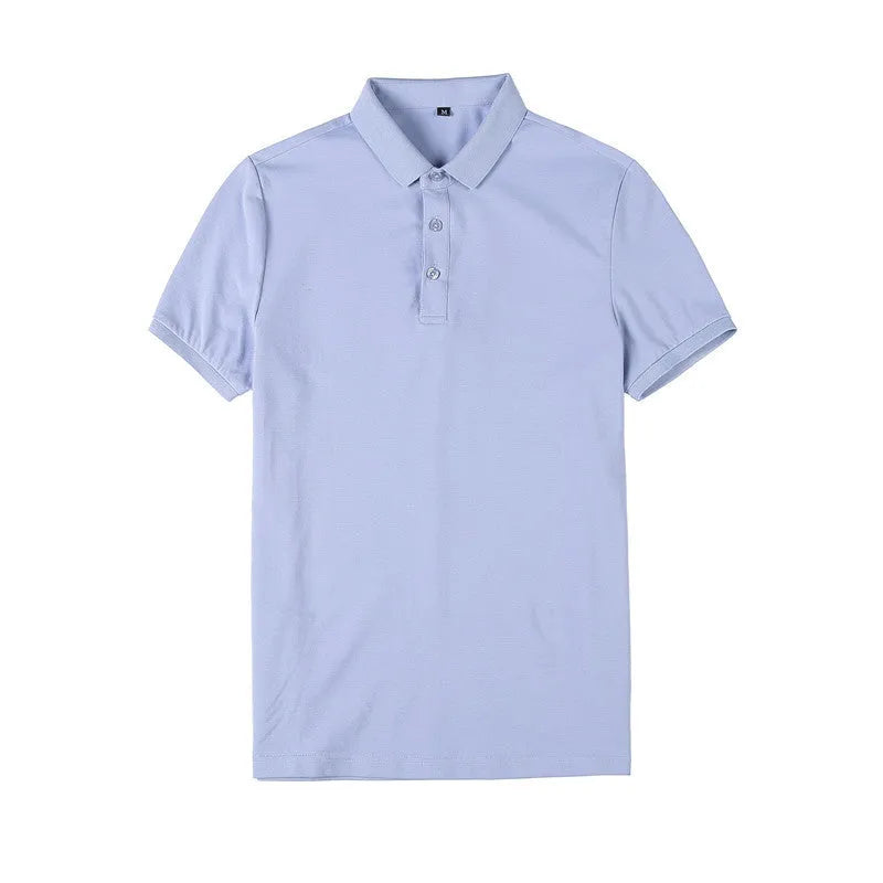 Solid colour polo shirt with lapel collar and short sleeves in cotton blend, summer colour options