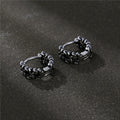 Men's copper geometric hip hop earrings in silver finish showing 10mm and 14mm West Coast style studs