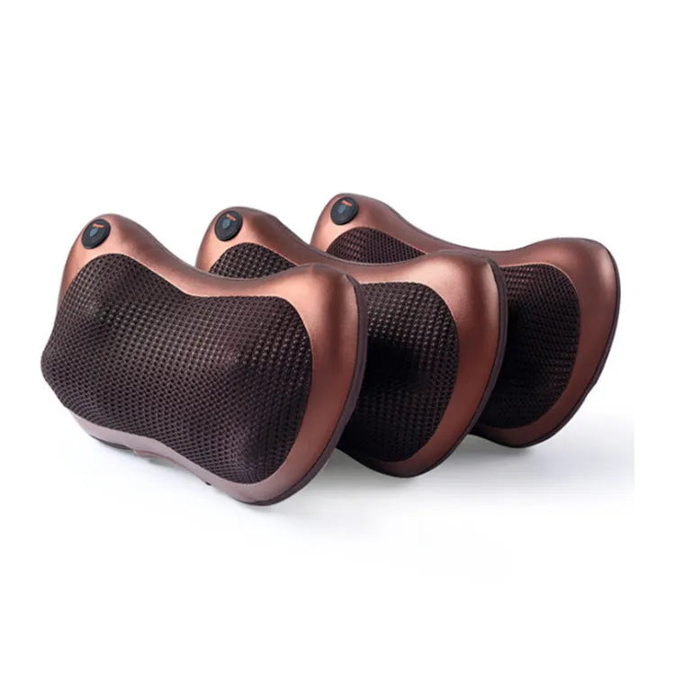 Smart shoulder neck massager pillow with 8 heads in genuine leather brown colour for car and home use