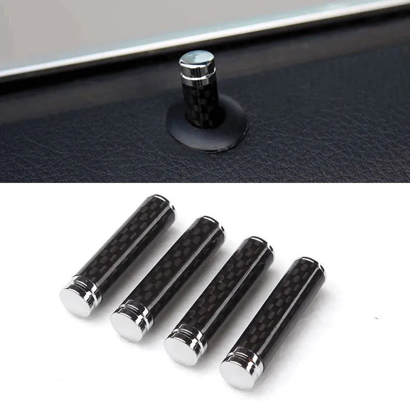 Four carbon fibre door lift decorative covers with metal base construction for universal vehicle fitment