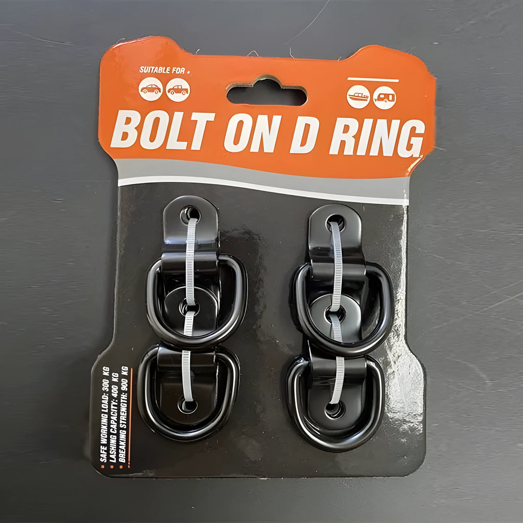 Galvanised carbon steel truck floor hook with a black pull ring for securing cargo straps.
