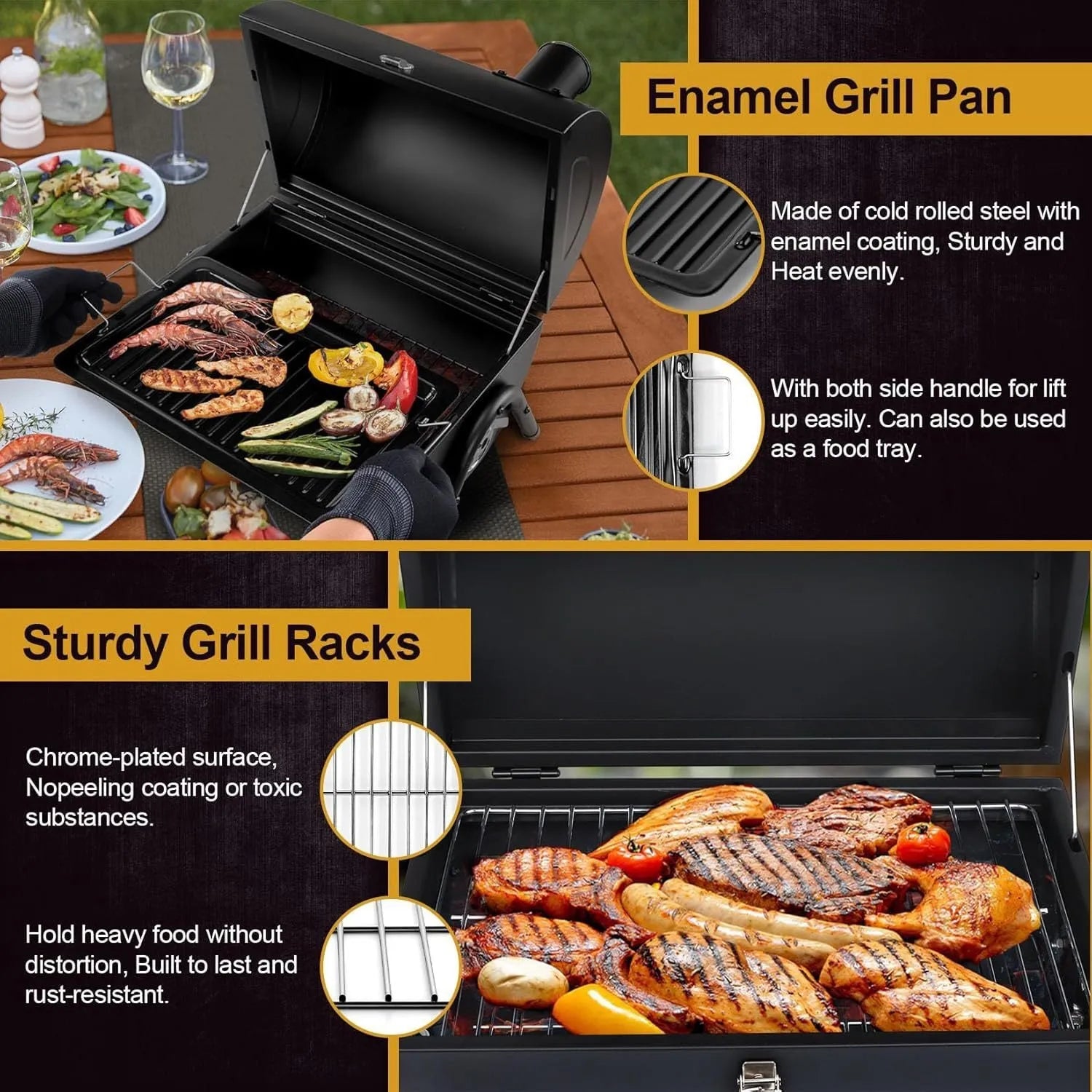 Small folding desktop charcoal barbecue with grill for tabletop cooking
