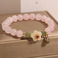 Crystal Hetian Jade Beaded Bracelet Peach Blossom National Style Pastoral Blessing Card Colour Women's