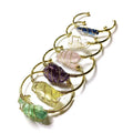 Natural crystal rough stone bracelet with gold winding wire and geometric design