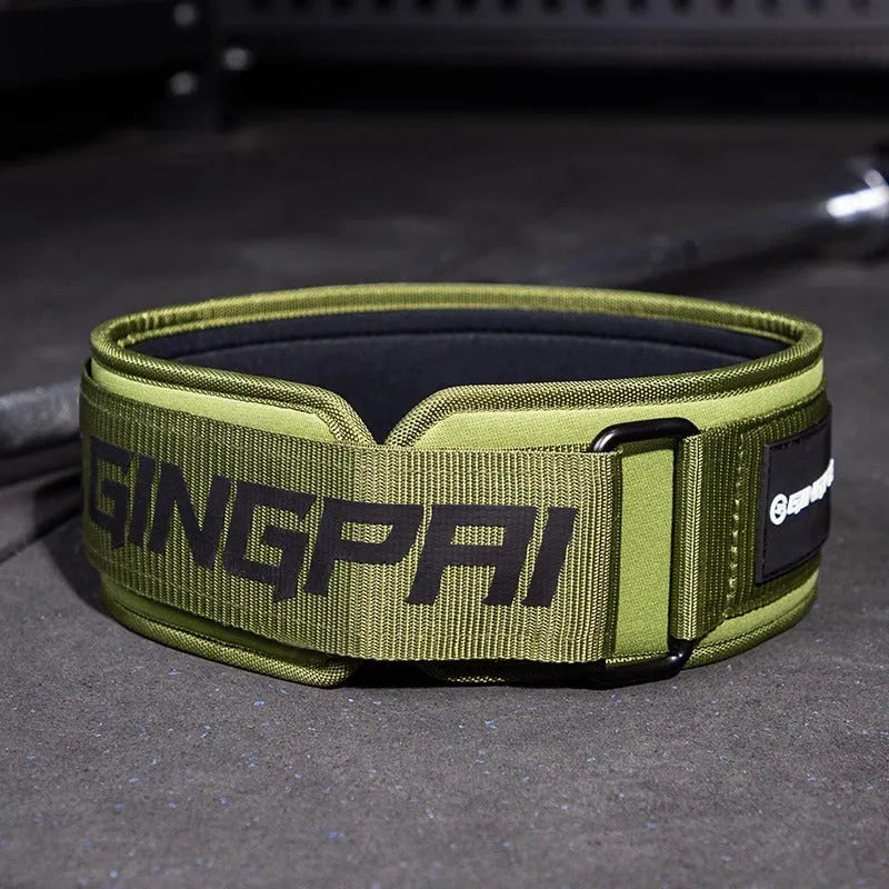 Abdominal exercising band and lumbar support belt for weightlifting and squat training.