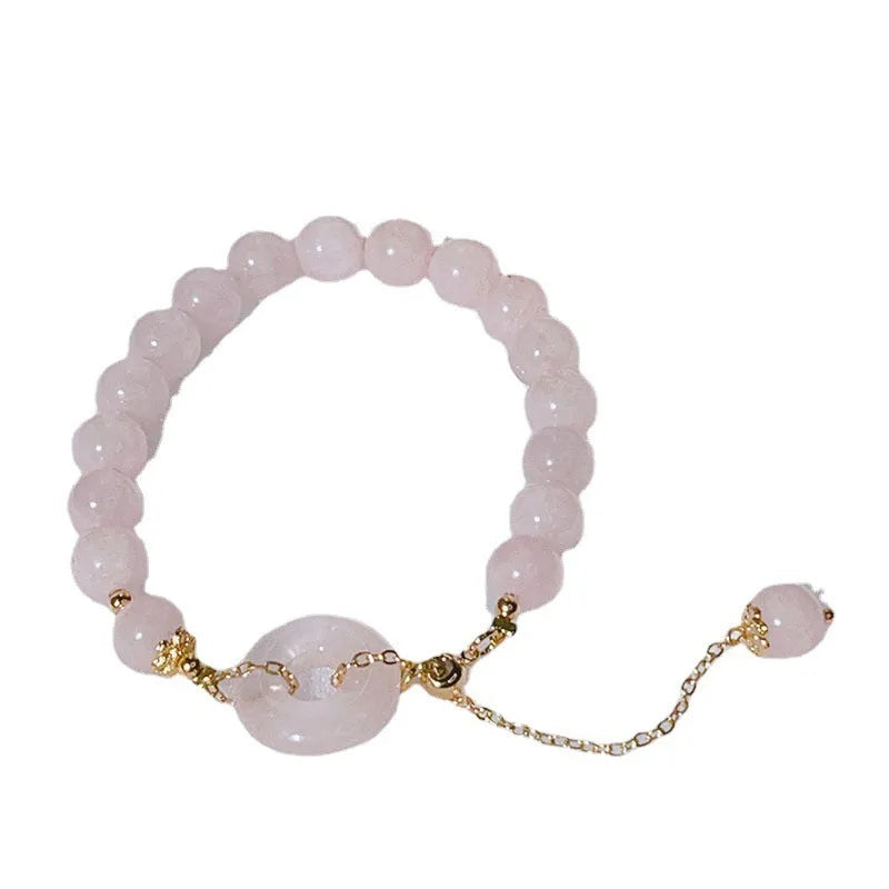 Pink crystal safety buckle bracelet with love affairs theme for women, simple style