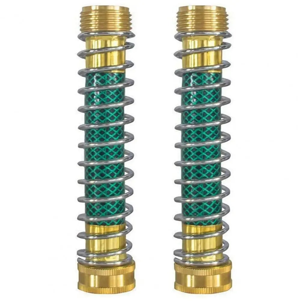 Brass spring hose connector with spiral mechanism for garden irrigation systems