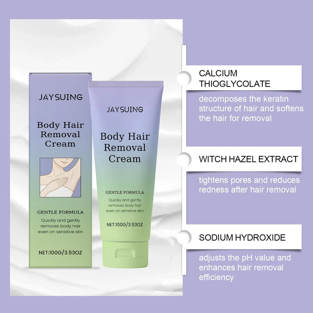 Moisturizing Care Oil hair removal cream 100g tube with glycerin and witch hazel for body hair removal