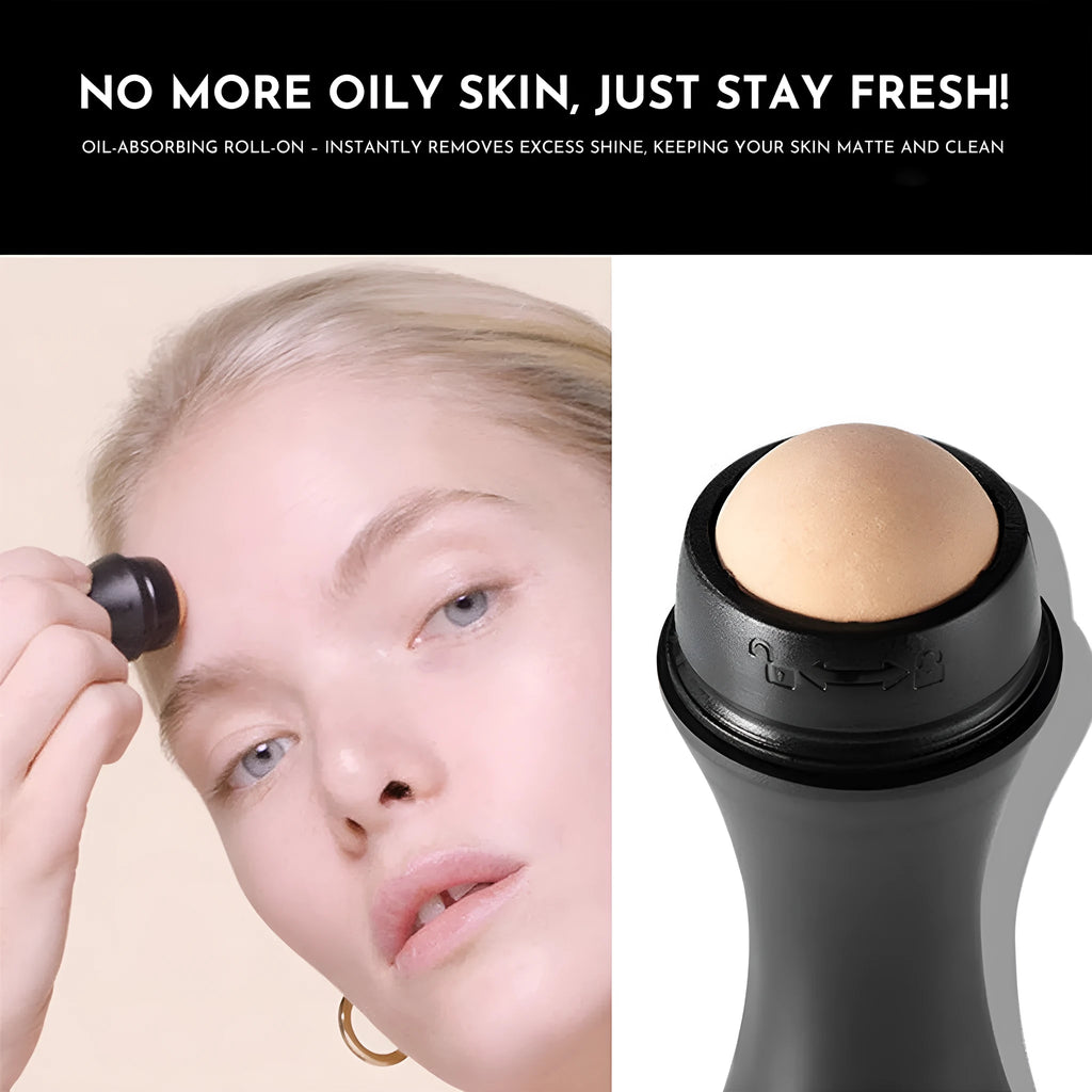 Volcanic portable roller for oily skin control in black, green, pink or white colour options