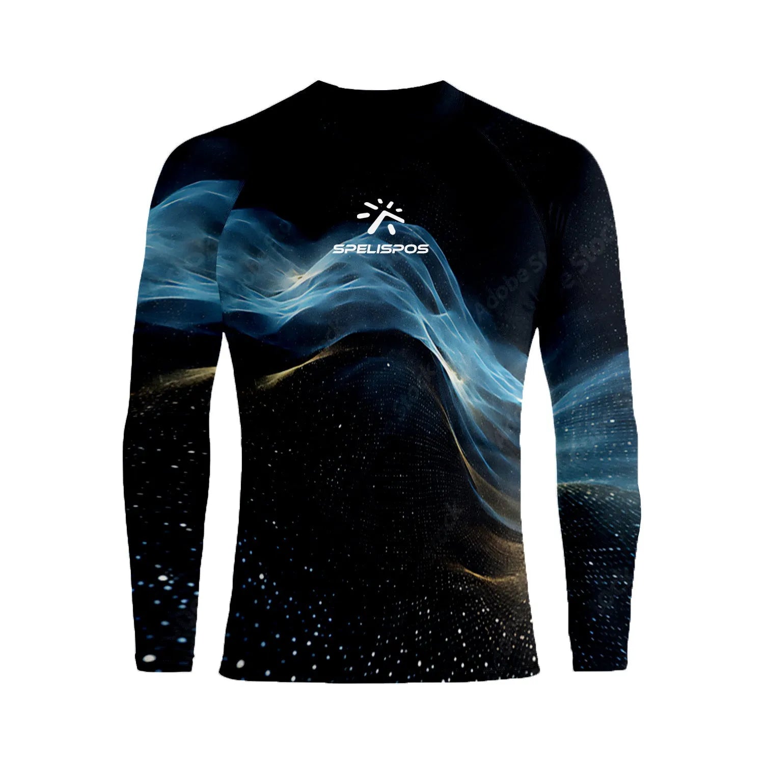 Long sleeve hooded rash guard for men in Lycra fabric, quick-drying, sizes XS to 6XL for diving and surfing.