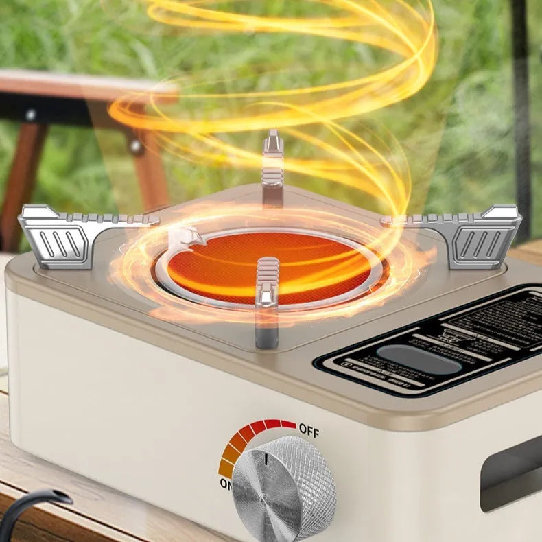 White infrared portable gas stove with stainless steel body and windproof design for outdoor camping