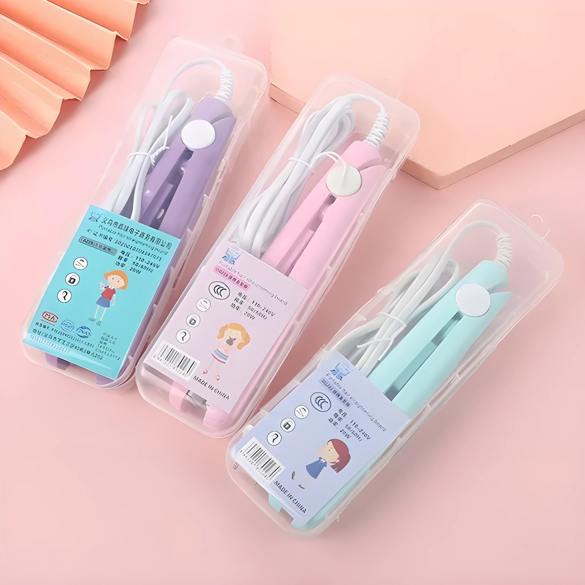 Mini hairdressing splint hair perm tool with straight clip and storage box in various colour options