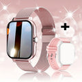 Smart watch with touch screen showing Bluetooth calling interface and health metrics