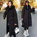Cold-proof cotton-padded jacket in Korean thick fashion style, polyester, long sleeves, available in white black khaki