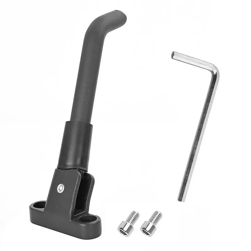 Aluminium alloy foot brace for electric scooter in black, white, and gray with screws