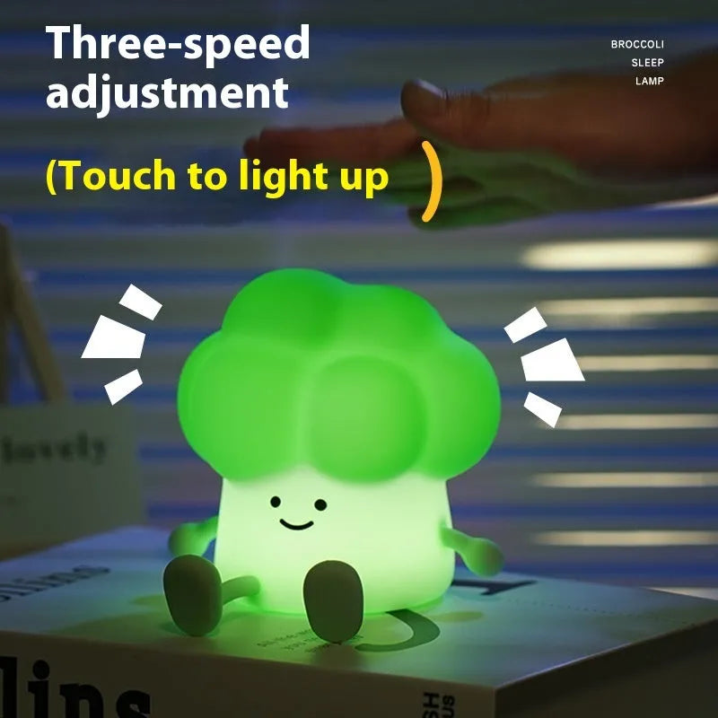 Cartoon eggplant small night lamp with soft yellow light, rechargeable 1200mAh battery, 100x138x130mm size