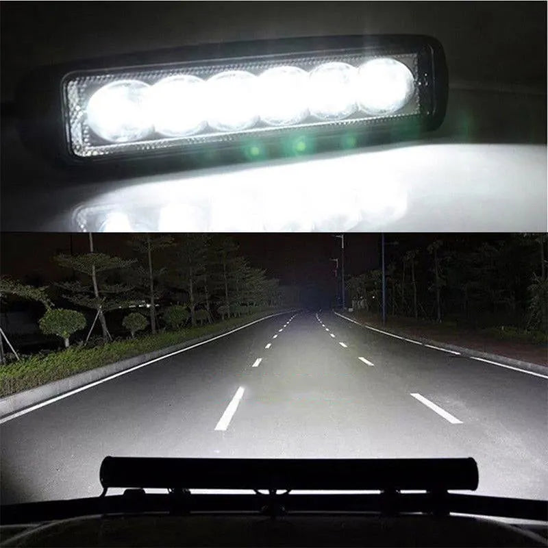Black die-cast aluminium car LED auxiliary spot light with bracket mount.