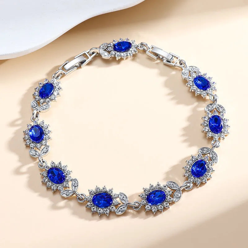 Personality Trend women's simple inlaid zircon bracelet with electroplated finish in nine colour options