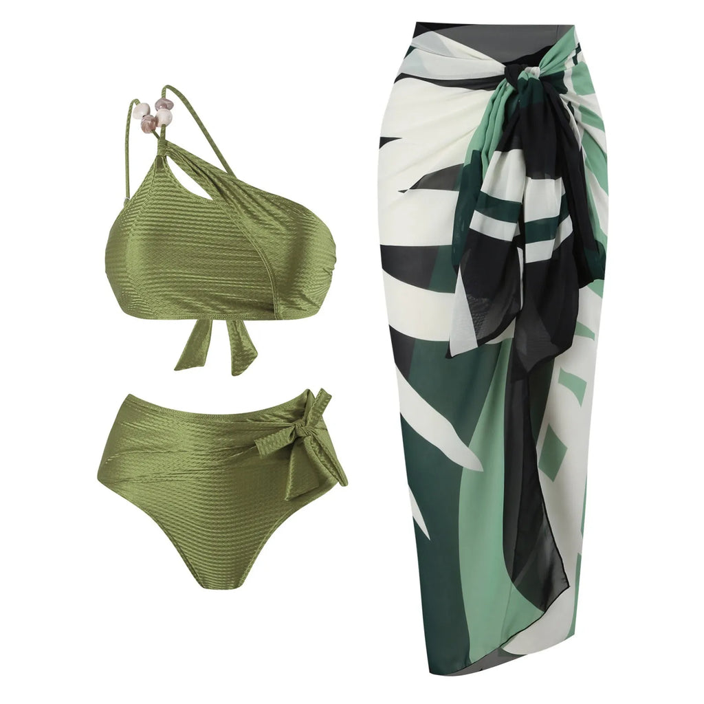 Push up high waist split swimsuit for women in Y305 black colour, nylon and polyester lining
