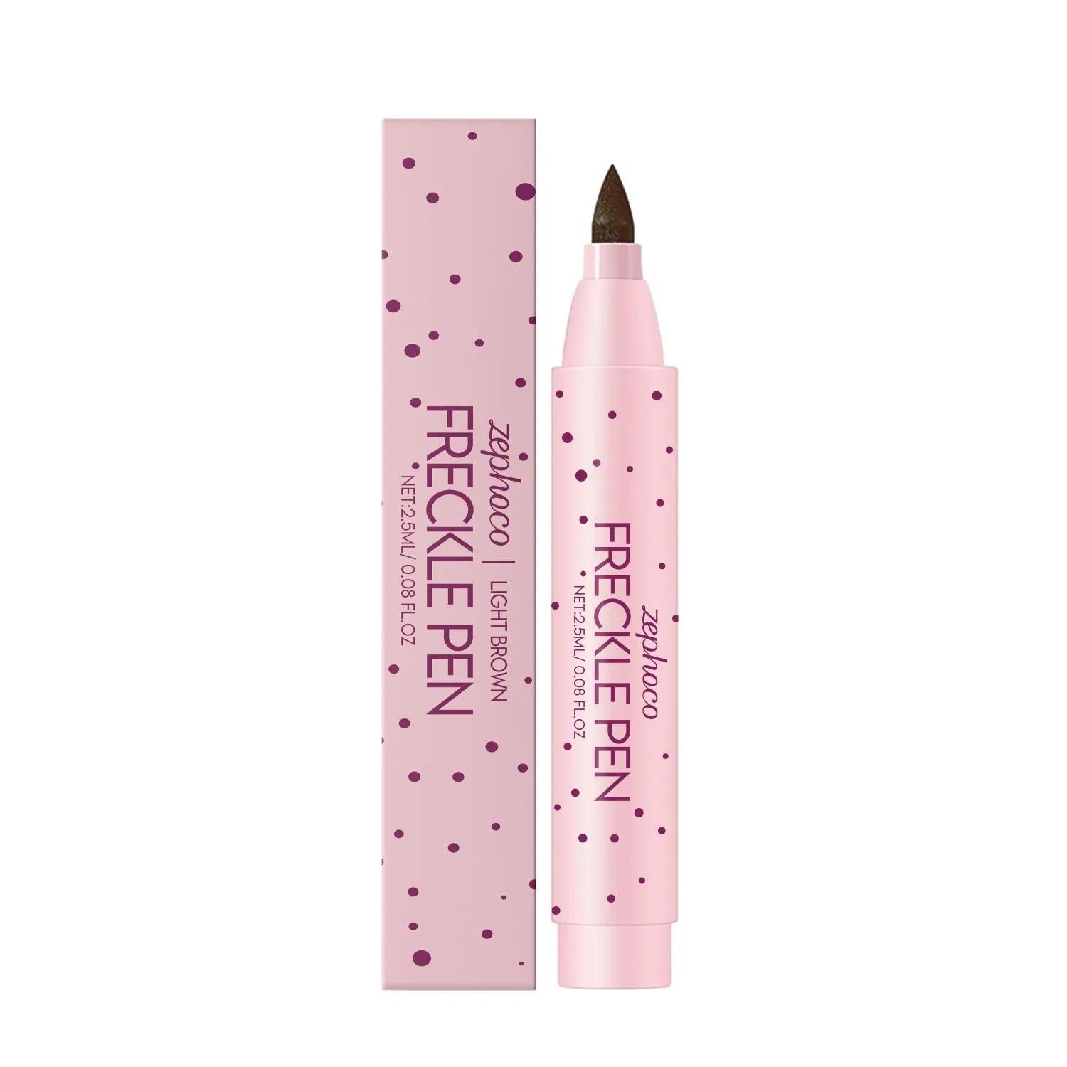 Freckle pen for makeup application with dark brown and light brown shade options