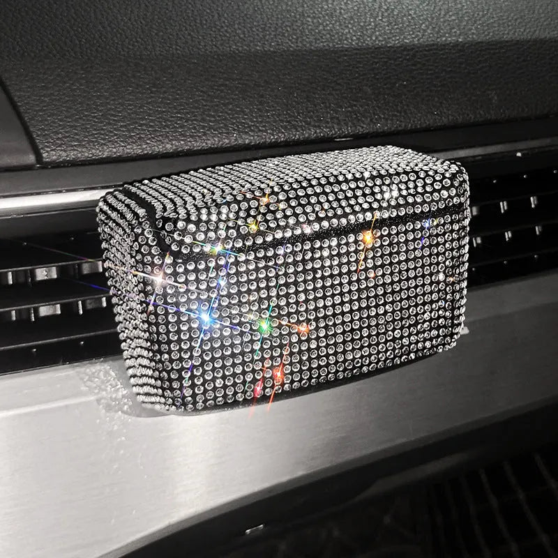 Creative Covered Air Outlet Car Ashtray Plastic Full Diamond Series 10x7x5cm colourful diamond colour