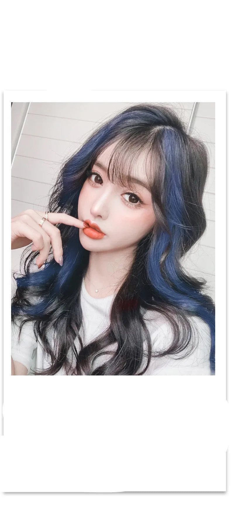 Long curly gradient hair wig patch in mixed silk material measuring 60cm in various colour options