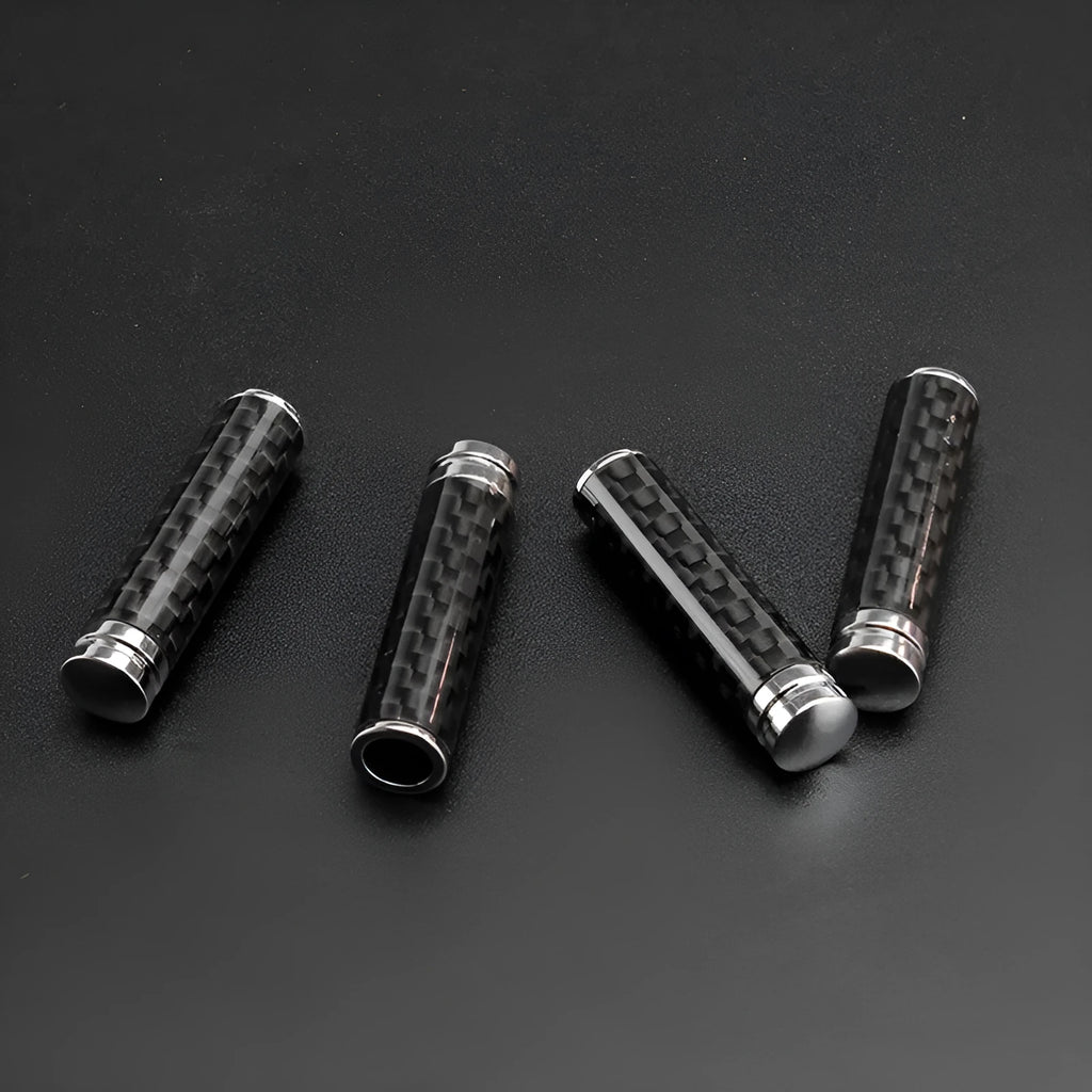 Four carbon fibre door lift decorative covers with metal base construction for universal vehicle fitment