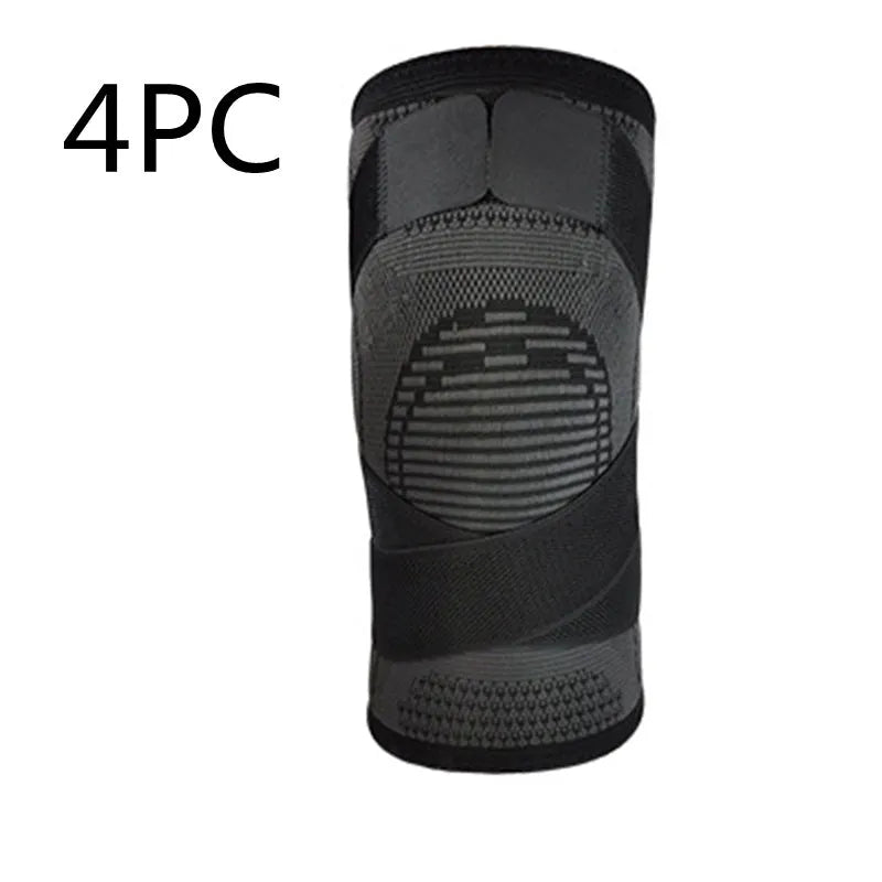 Red nylon knitted riding knee pad for cycling sports protection, size S