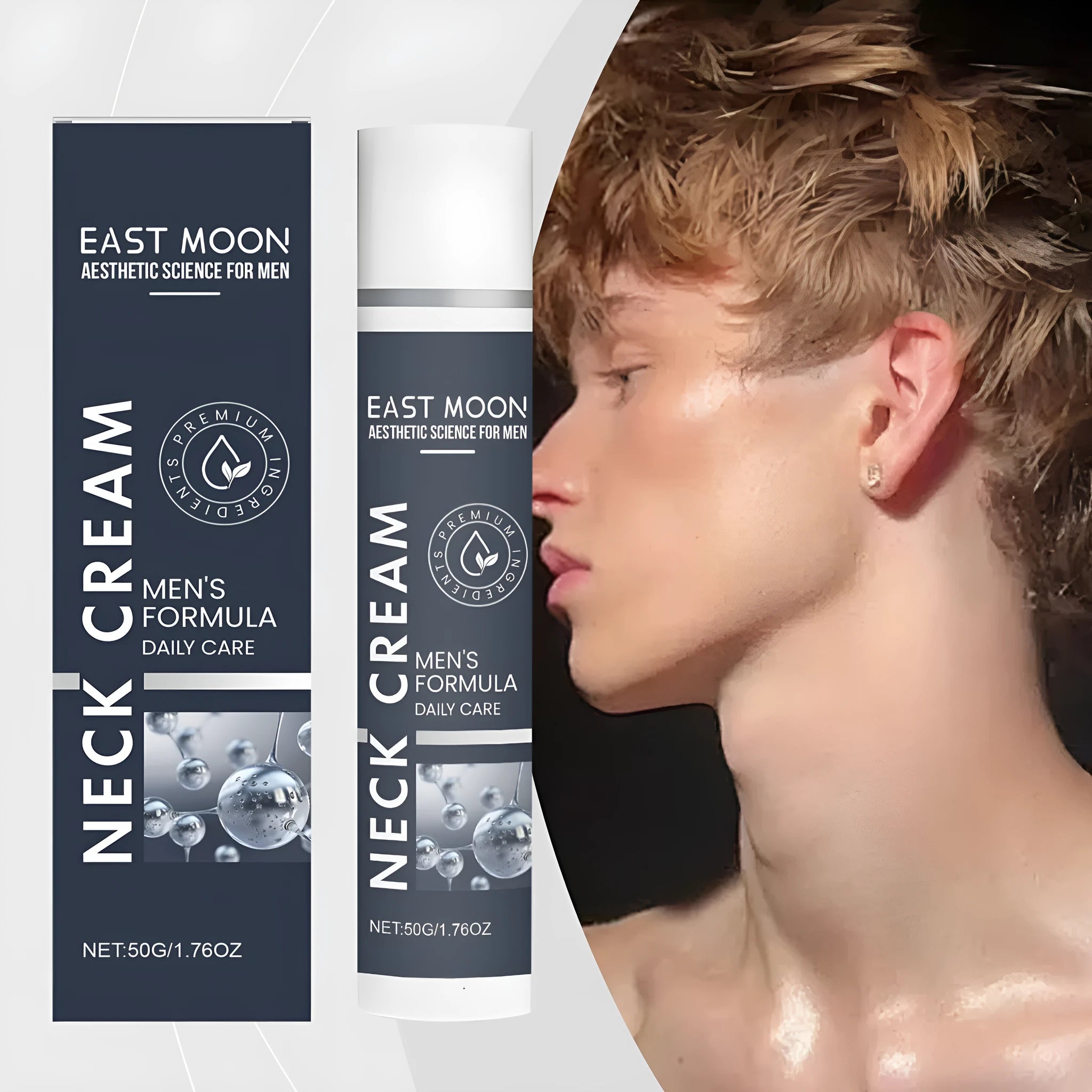 Men's neck stretch cream 50g jar with collagen and retinol ingredients