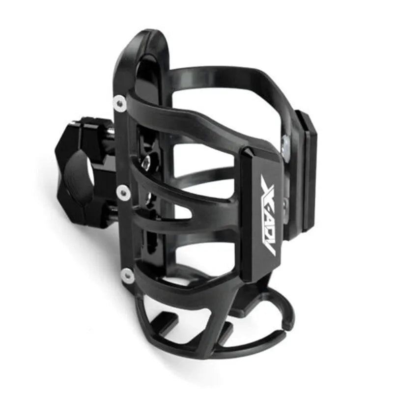Water bottle cage mounted on Honda X-ADV scooter bumper in selected colour