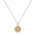 Geometric sunflower necklace with daisy petals on 925 silver adjustable cross chain