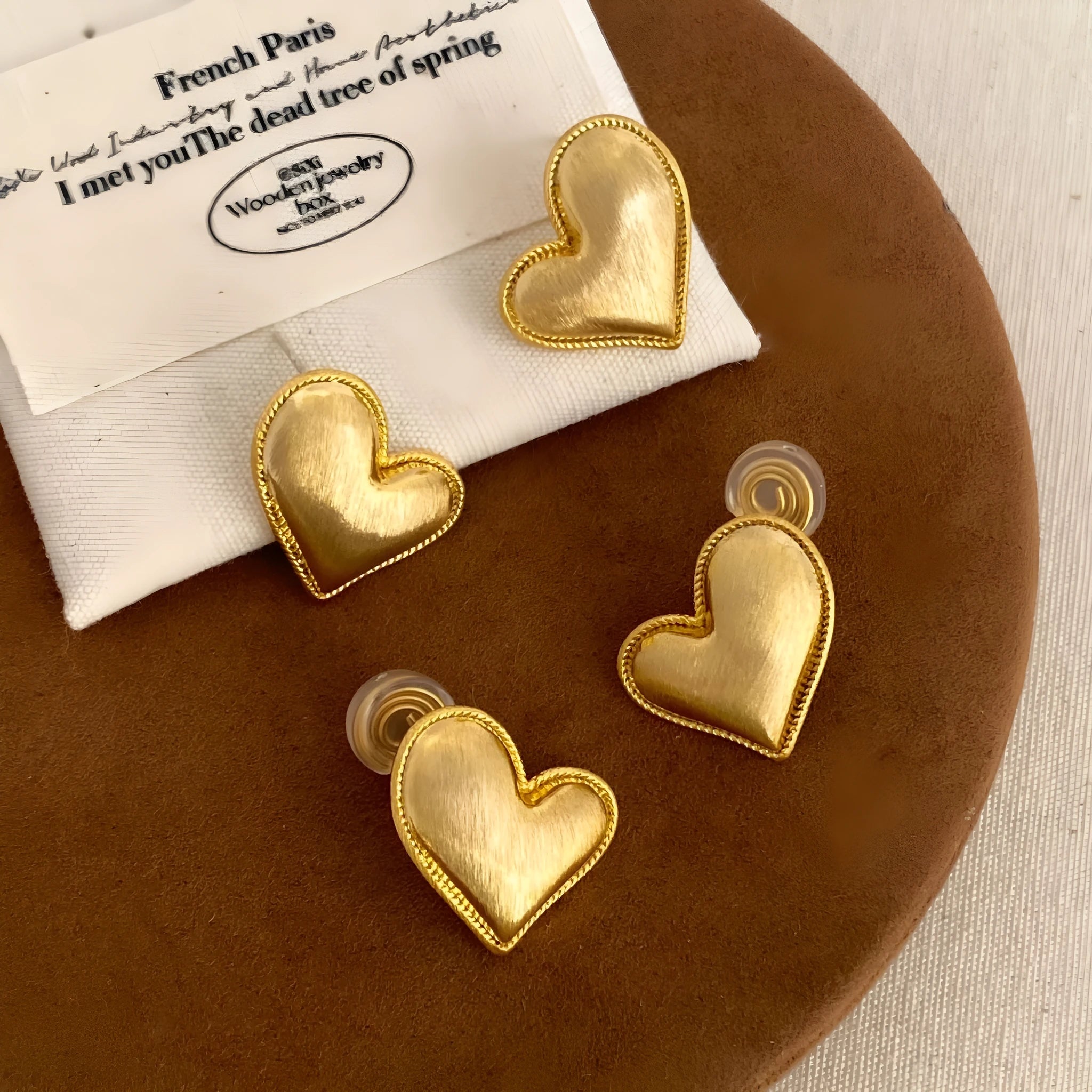 Copper heart earrings for women, ear clip option, love-heart motif, sporty jewellery