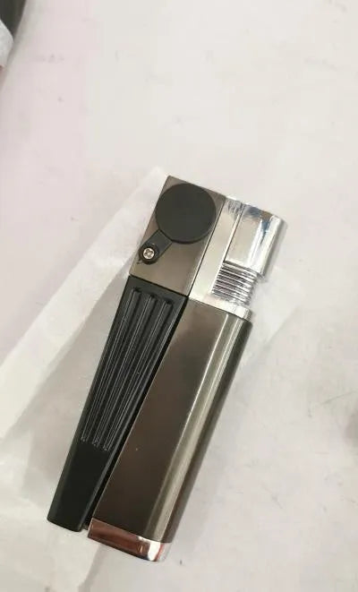 Pipe lighter 2-in-1 foldable metal butane lighter with square cover, zinc alloy and ABS construction