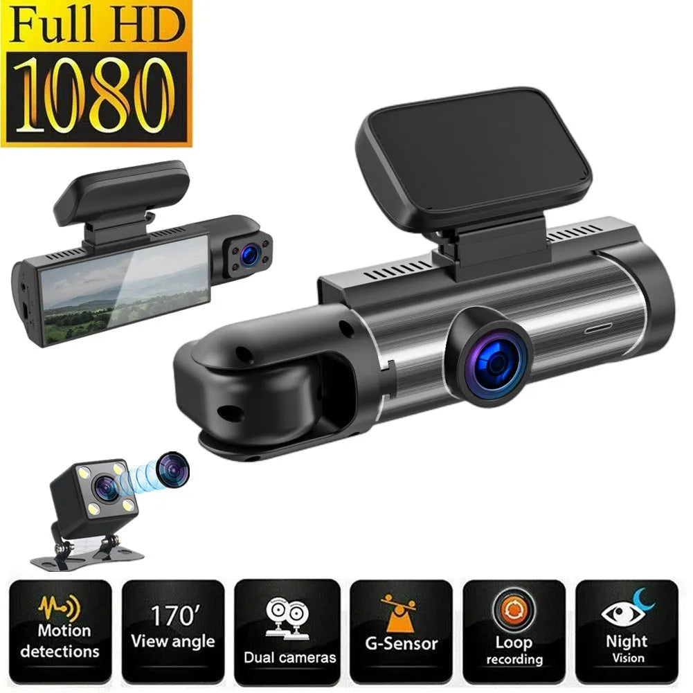 Dual-lens HD 3.5-inch driving recorder with 150-degree wide-angle lens and night vision for car use