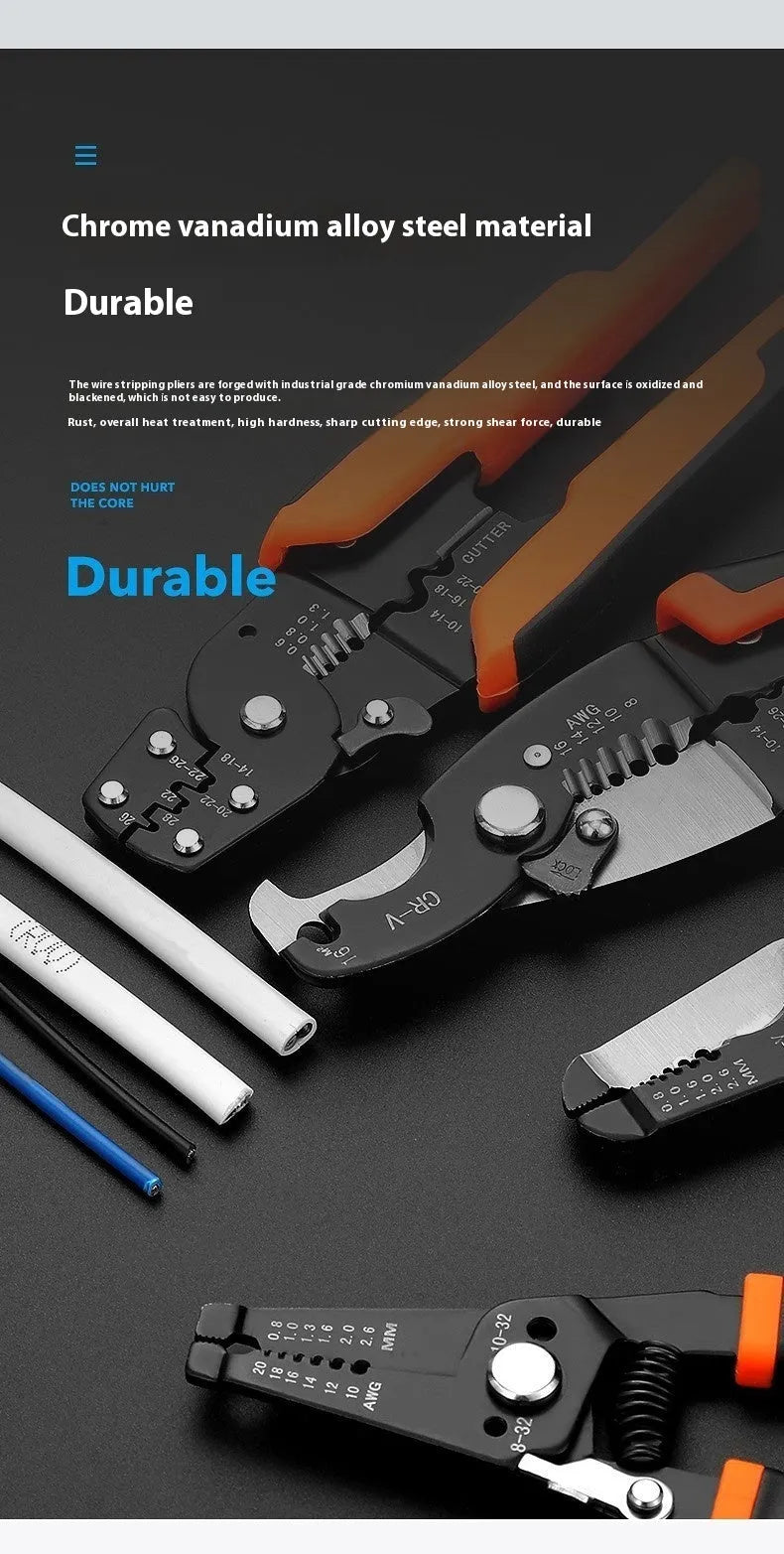 Fully automatic wire stripping pliers tool with box-mounted design for electrical work