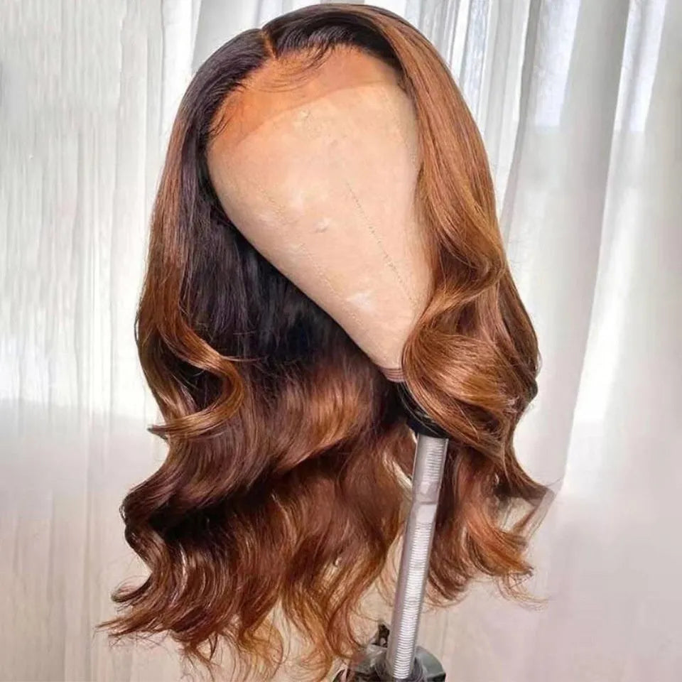 Real human hair gradient body lace front wig with double-layer mechanism in various lengths