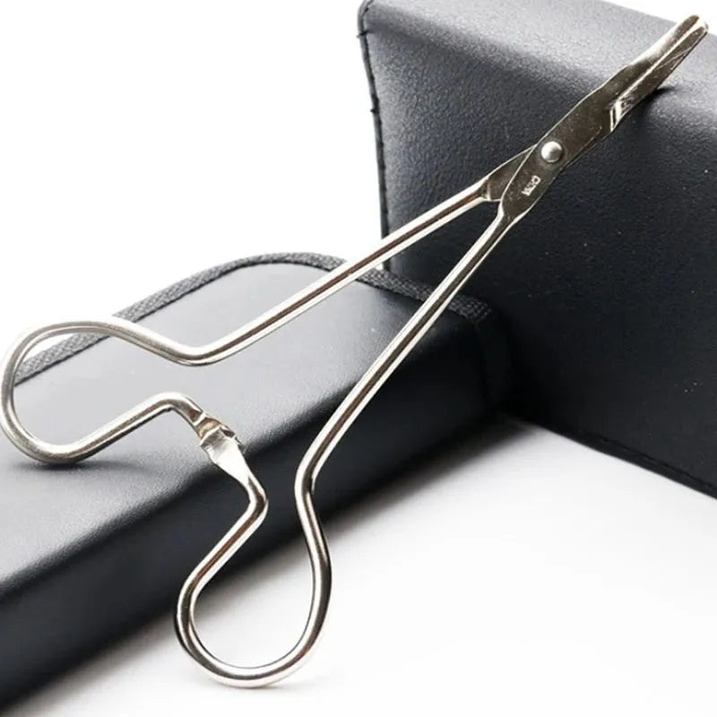 Silver stainless steel pet ear tweezers with curved tip and anti-slip handle, 12.5cm length
